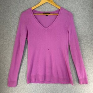 Ann Taylor‎ Size Small Pink Cashmere Sweater V-Neck Long Sleeve Knit Preppy FLAW